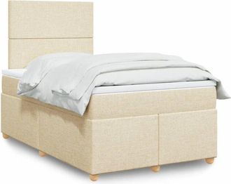 vidaXL Cama Box Spring Con Colch&oacute;n Tela Color Crema 120x200 Cm Vidaxl
