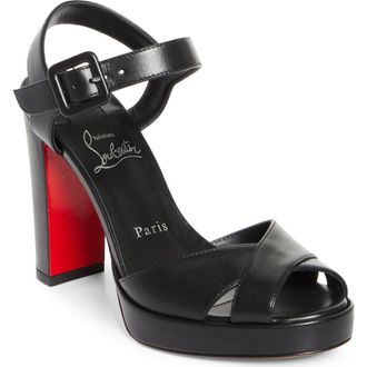 Christian Louboutin Cora Block Heel Sandal in Black at Nordstrom, Size 10.5Us