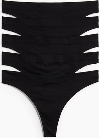 H&M 5er-Pack Tangas Seamless - Schwarz