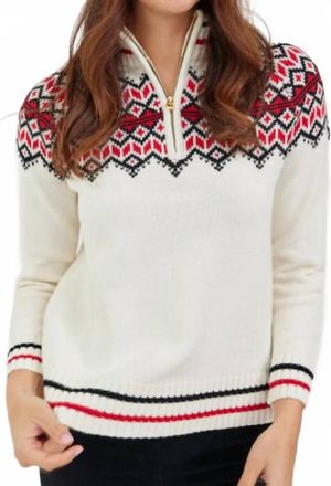 Sail to Sable Zip Front Fair Isle Sweater In Ivory