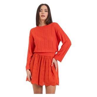 Kocca Relaxed Fit Long Sleeved Top - female - Kocca - Round-neck Knitwear - Red - XL - Knitwear