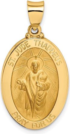 Diamond2Deal 14k Yellow Gold Polished and Satin St Jude Thaddeus Medal Hollow Pendant
