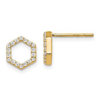 Diamond2Deal 1/5 ct Lab Grown Diamond Hexagon Stud Earrings 14k Gold VS Clarity, D-E Color