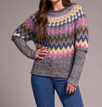 Tribal Intarsia Crewneck Sweater In Purple Multi