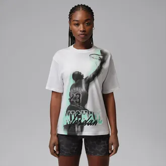 Nike Jordan Womens Jordan Sport Heritage Dri-FIT Graphic T-Shirt in White | IO8722-101