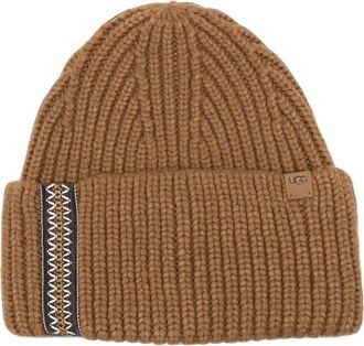UGG Ribbed-knit Embroidered-trim Beanie Hat