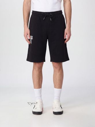 Off-white High-Waisted Cotton Shorts with Drawstring and Logo