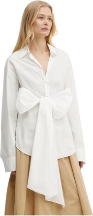 Forte_Forte Geknoopte blouse - Dames - Overhemden - Wit - L - Katoen - Overhemden