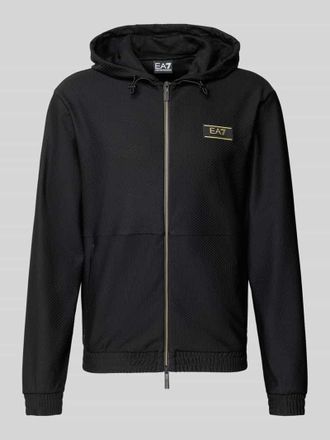 Emporio Armani Regular Fit Sweatjacke mit Logo-Patch in Black, Gr&ouml;&szlig;e XXXL