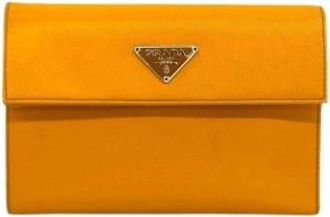 Prada Pre-owned Portemonnee (bi-fold) - Dames - Vintage Accessoires - Oranje - ONE Size - Nylon - Vintage