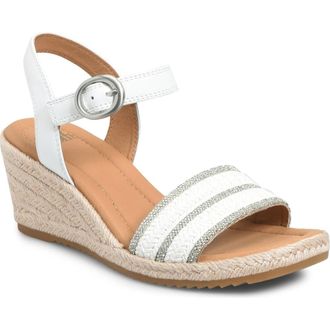 S&ouml;fft Inez II Espadrille Ankle Strap Platform Wedge Sandal in White at Nordstrom, Size 7.5