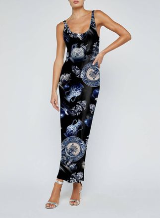 L'agence Akiya Maxi Tank Dress In Blue Porcelain