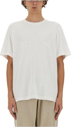 Helmut Lang Logo Tee - Heren - Tops - Wit - Maat: XL Katoen