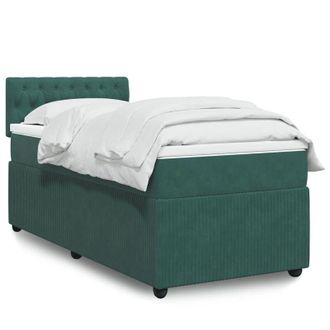 vidaXL Cama Box Spring Con Colch&oacute;n Terciopelo Verde Oscuro 90x190 Cm Vidaxl