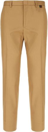 Gucci Katoenen twill broek met webdetail - Heren - Slim Fit Broeken - Beige - M - Katoen - Broeken