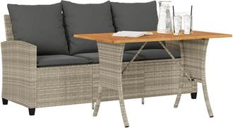 vidaXL Sof&aacute; Jard&iacute;n De 3 Plazas Con Coj&iacute;n Y Mesa Gris Claro Vidaxl