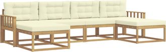 vidaXL Conjunto De Sof&aacute;s De Exterior 6 Uds. Blanco Y Crema Vidaxl