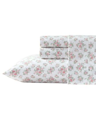 Laura Ashley 200 Thread Count Leanrose Percale Sheet Set
