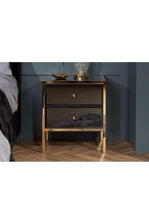 Birlea Fenwick 2 Drawer Bedside Black & Gold