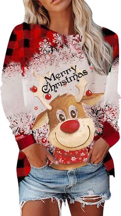 Generic Christmas Jumpers for Women,Ladies Christmas Jumpers UK,Women Xmas Jumper Funny Snowman Print Graphic Sweatshirts Cute Long Sleeve Novelty Hoodies Xma