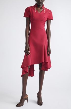 Alexander McQueen Asymmetric Wool & Mohair Dress in Raspberry at Nordstrom, Size 42