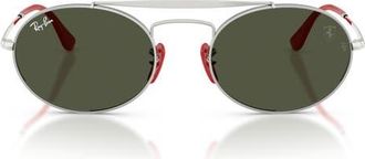 Ray-Ban 54mm Ferrari Oval Sunglasses in Silver /Green at Nordstrom