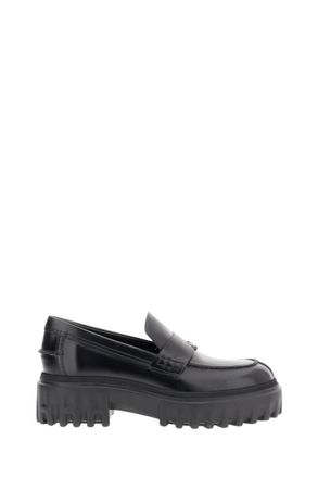 Hogan Black Solid Loafers