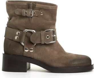 Strategia Heeled Boots, female, Beige, Size: 9 US Beige Biker Suede Ankle Boots