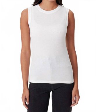 Goldie London Rib Sleeveless Shell Tee In White