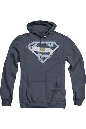 Gildan Superman Argentinian Shield Adult Heather Hoodie / Hooded Sweatshirt