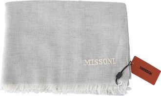 Missoni Mens Gray Wool Knit Unisex Neck Wrap Scarf