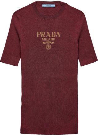 Prada silk crew-neck top - women - Recycled Silk - 40 - Red