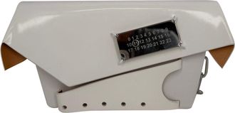 Maison Margiela Small Snatched Shoulder Bag in White Patent Leather