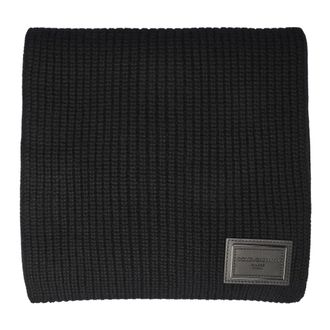 Dolce & Gabbana Sciarpa in maglia con patch - - Accessories - Uomo - Nero - ONE SIZE