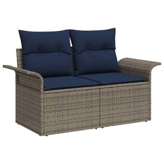vidaXL Conjunto De Sof&aacute;s De Jard&iacute;n 7 Pcs Gris Rat&aacute;n Sint&eacute;tico Vidaxl