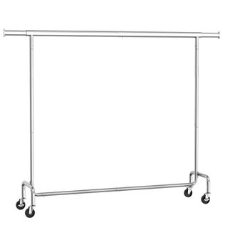 Songmics Burro para ropa con ruedas de 45 x (160-200) x 162,9 cm de color plata
