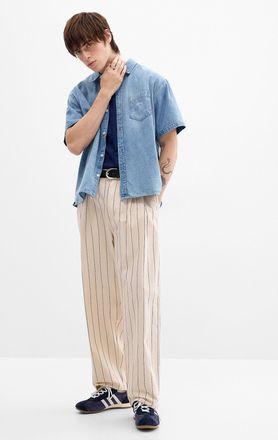 Obey Mens Striped Foster pleated pant Baggy fit