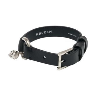 Alexander McQueen Skull Ring Bracelet - Heren - Armbanden - Zwart - ONE Size - Leer - Accessoires