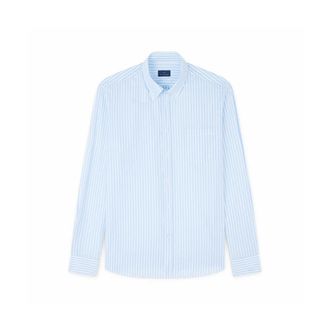 Paul & Shark Gestreept katoenen J-Fit shirt - Heren - Casual Overhemden - Blauw - 5XL - Katoen - Overhemden