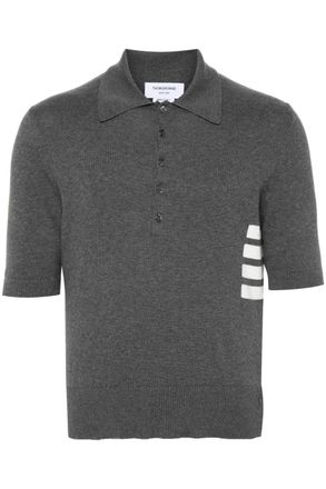 Thom Browne INTARSIA 4 BAR COTTON POLO Size: 3, colour: GREY