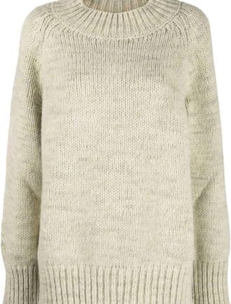 Maison Margiela Stijlvolle Gebreide Trui - Dames - Ronde hals truien - Beige - M - Truien & Vesten