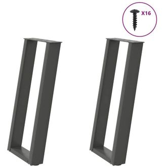 vidaXL Patas Para Consola En Forma De U (2 Unidades), Antracita, 38 X (72-73) Cm, Acero Vidaxl