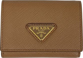 Prada Brown Saffiano Triangle Leather Wallet (Tri-Fold) (Pre-Owned)