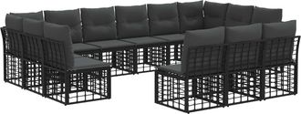 vidaXL Conjunto De Sof&aacute;s De Exterior Negro Y Gris Oscuro Poli&eacute;ster Vidaxl