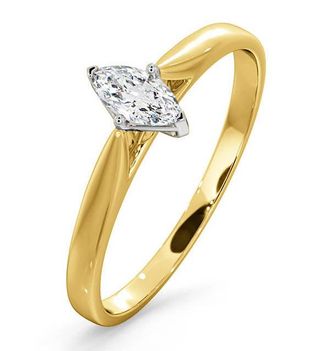The Diamond Store Certified Marquise 18K Gold Diamond Engagement Ring 0.25CT-G-H/SI
