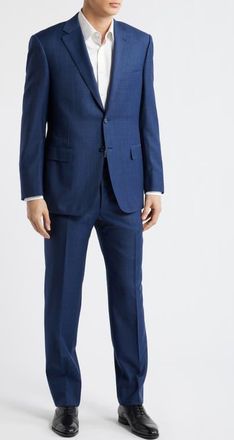 Canali Siena Regular Fit Blue M&eacute;lange Wool Suit at Nordstrom, Size 38 Us