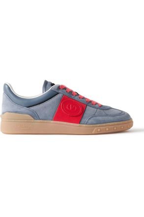 Valentino Garavani Upvillage Leather-Trimmed Suede Sneakers