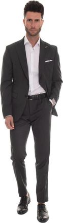 Paoloni Slim Fit Wollen Pak met 2 Knopen - Heren - Business pakken - Grijs - 2XL - Wol - Kostuums