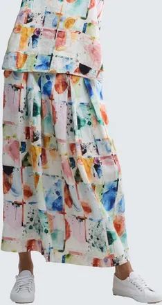 Luukaa D'Celli Merina Painterly Print Linen Maxi Skirt in Multihued at Nordstrom, Size 10