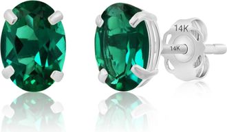 MAX + STONE 14k Yellow or White Gold 7x5mm Oval Stud Earrings with Push Backs